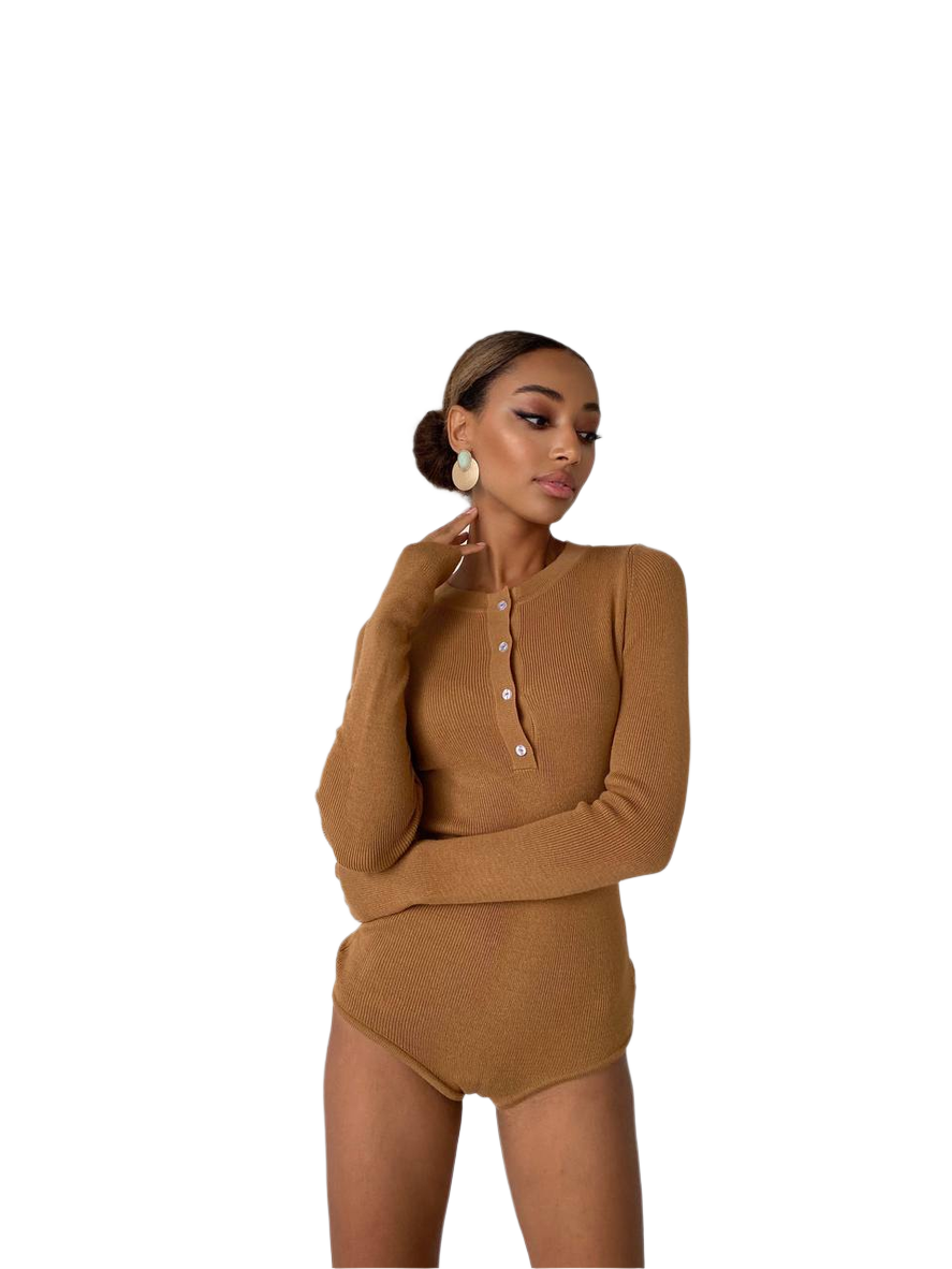 Womens Long Sleeve Ribbed Bodysuit Cruise
