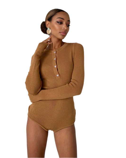 Womens Long Sleeve Ribbed Bodysuit Cruise