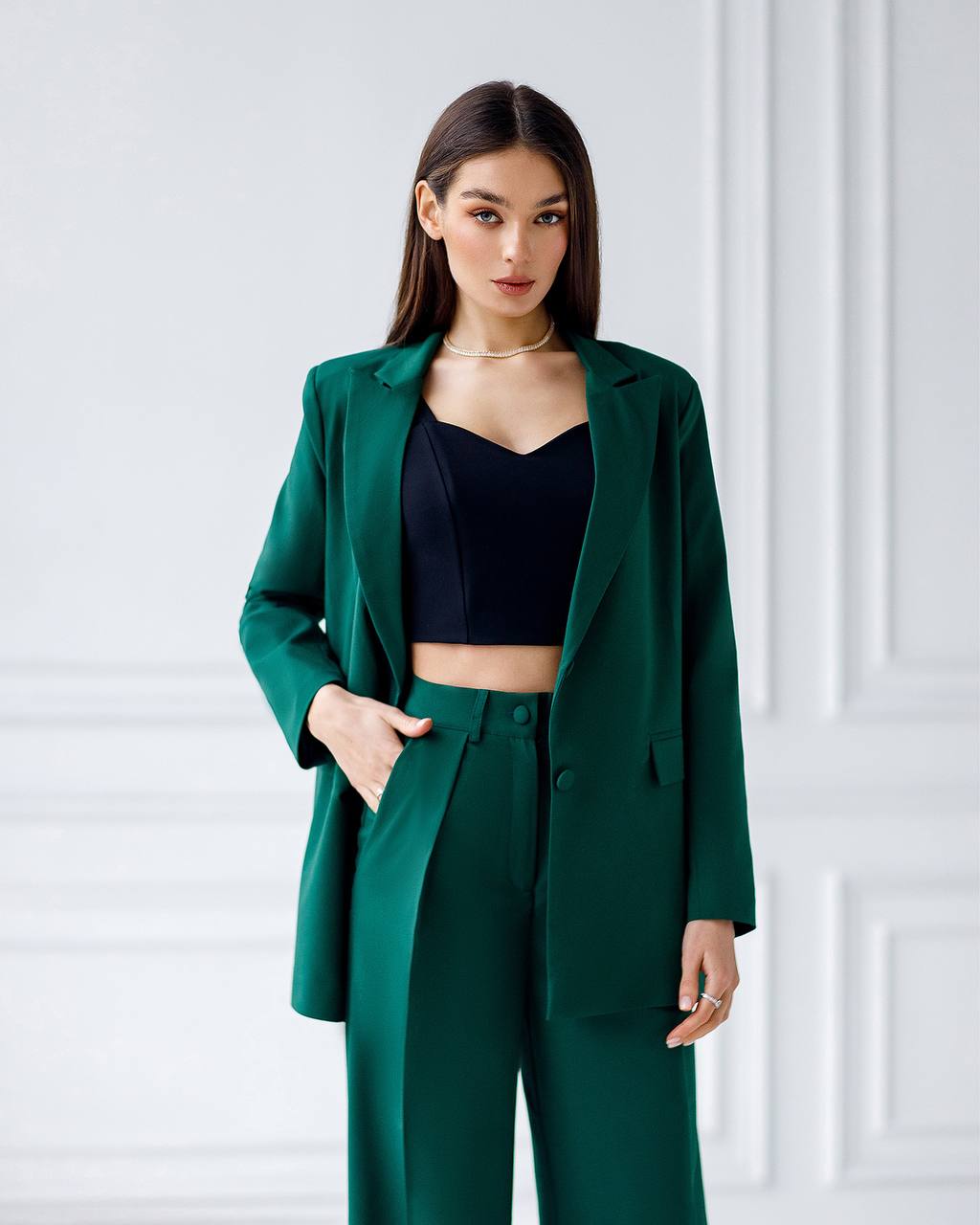 Womens Polished Tiar and Lux Fabric Suit in Green