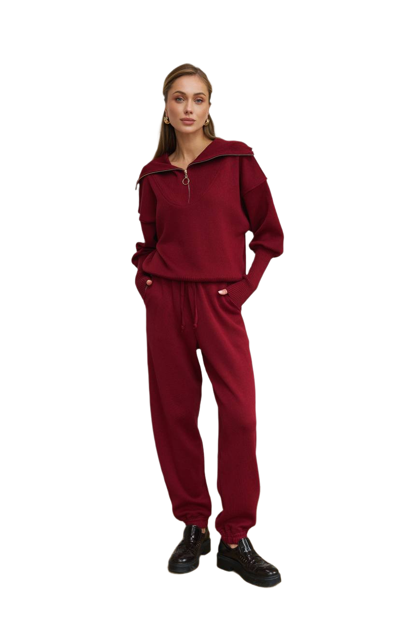 Luxurious Womens Merino Wool and Cotton Suit Sweater and Pants Set