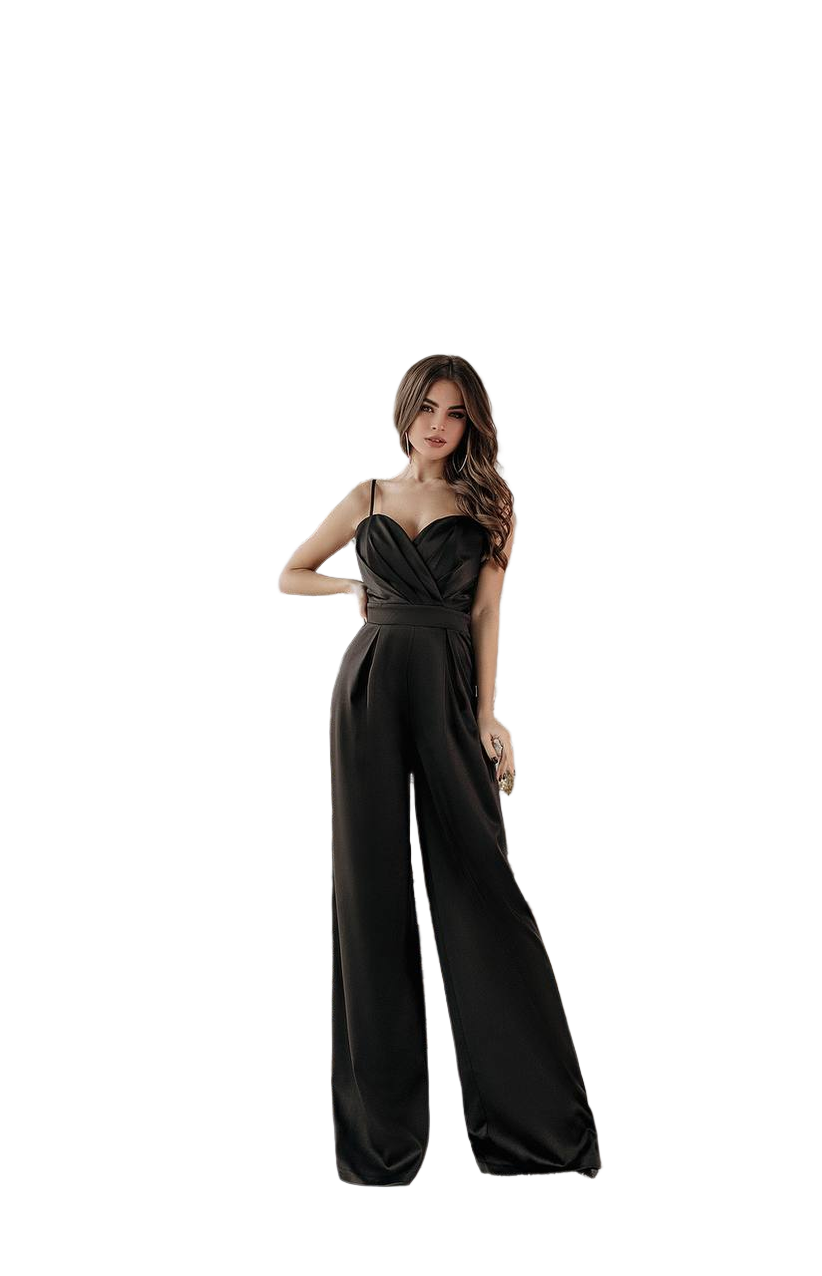 Elegant Women's Jumpsuit in Mango Satin with Spaghetti Straps