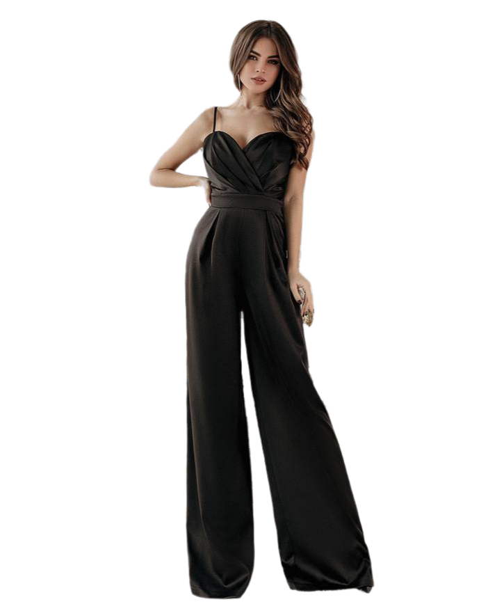 Elegant Women's Jumpsuit in Mango Satin with Spaghetti Straps