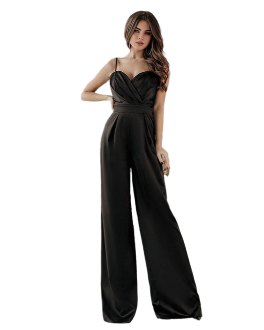 Elegant Women's Jumpsuit in Mango Satin with Spaghetti Straps