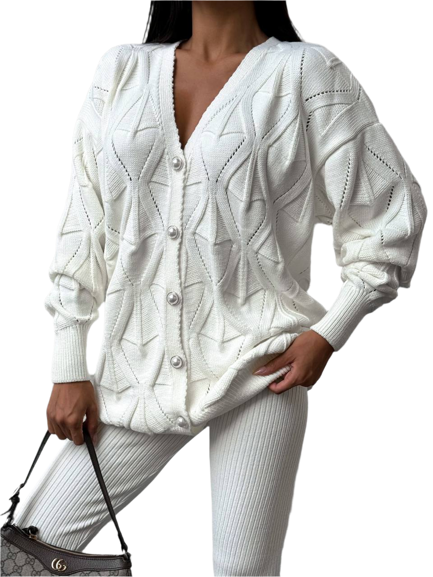 Womens White Santa Cardigan Knitted Sweater One Size