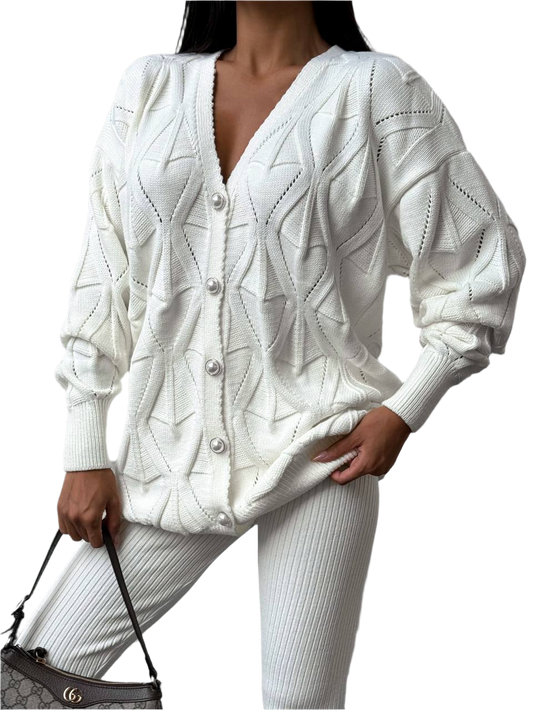 Womens White Santa Cardigan Knitted Sweater One Size