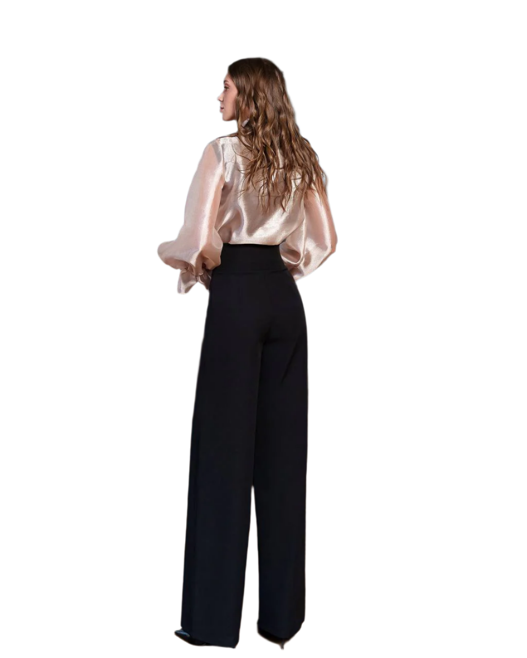 Womens Trousers with Draped Top Premium Diagonal Suiting Crepe