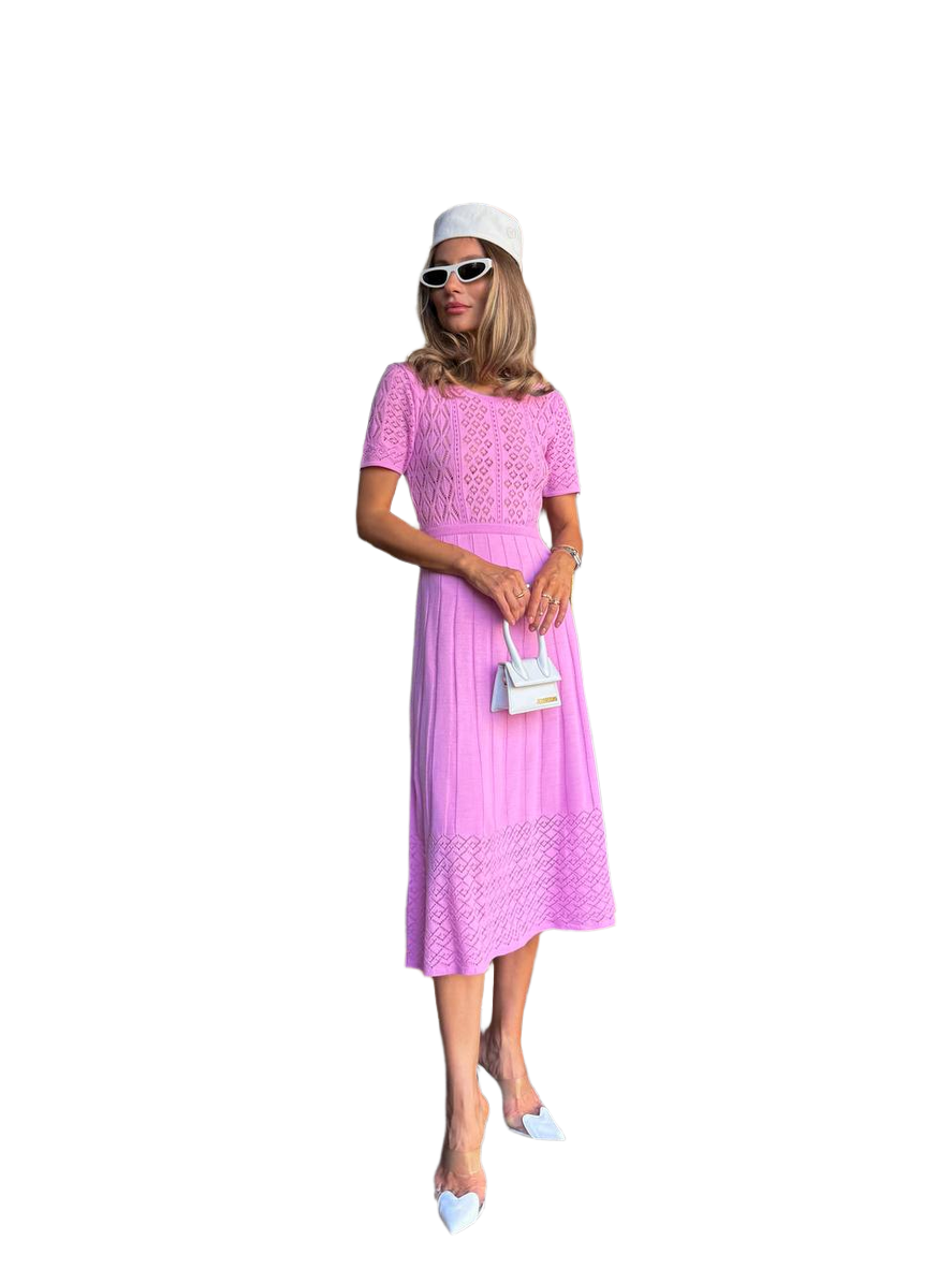 Classic Everyday Women's Pink Midi Dress
