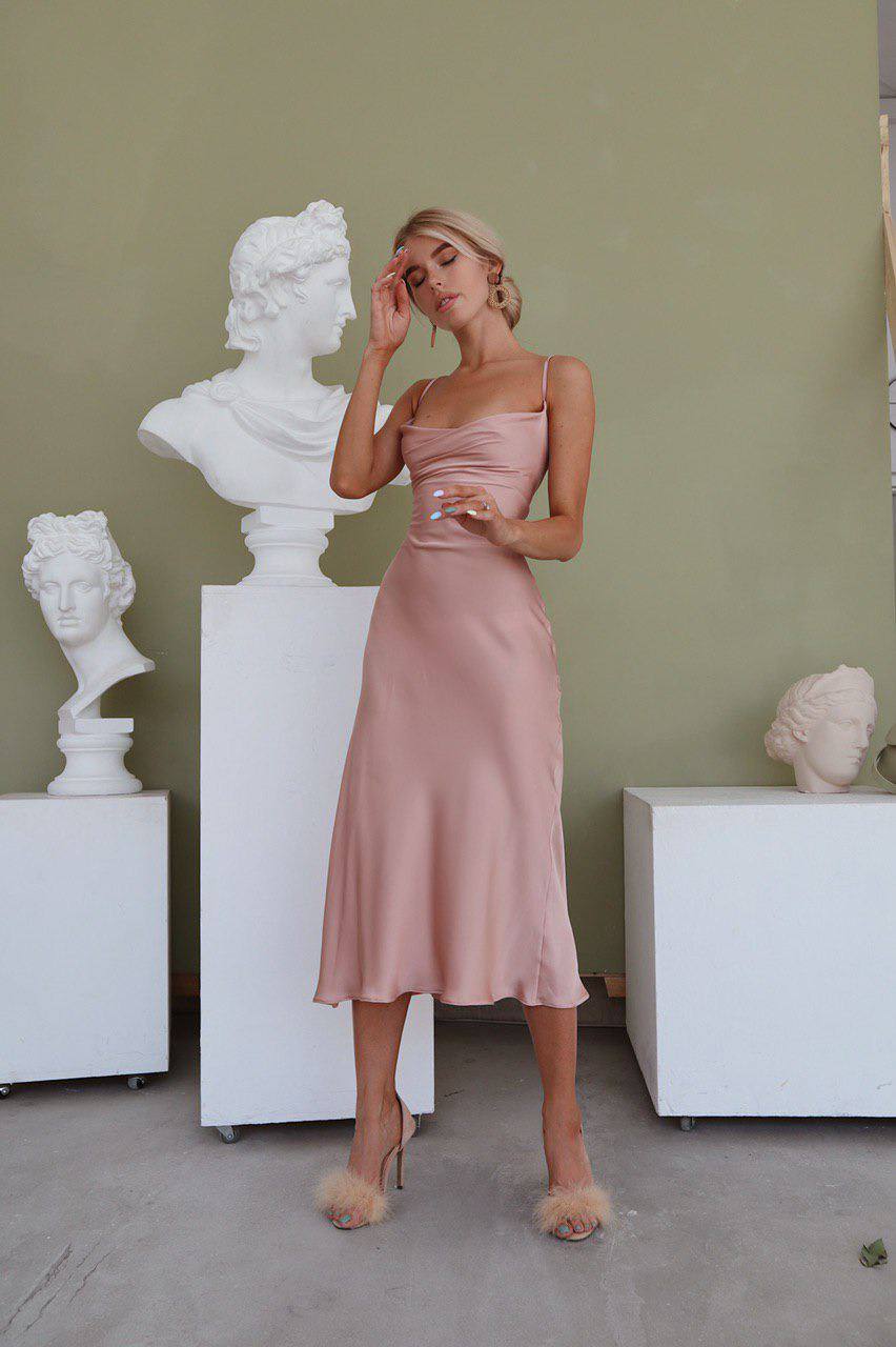 Silk Combination Dress with Back Tie Detail for Women