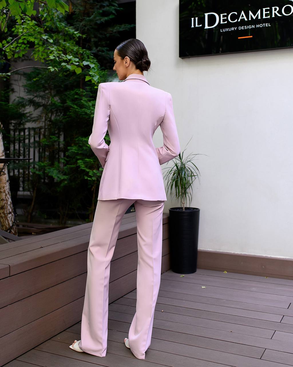 Womens Premium Crepe Diagonale Suit Blazer and Pants in Pink Black Red Blue and Milk