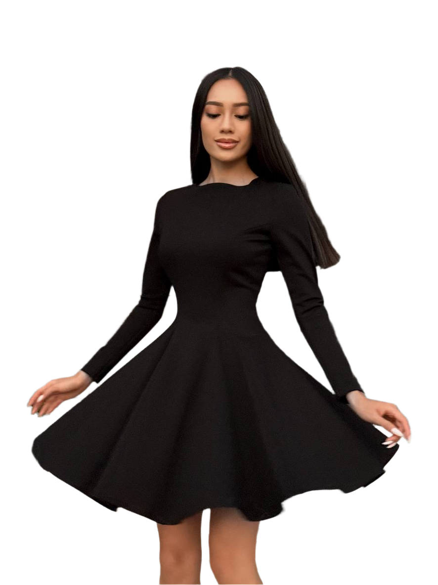 Leila Women's Long Sleeve Sun Skirt Dress Black