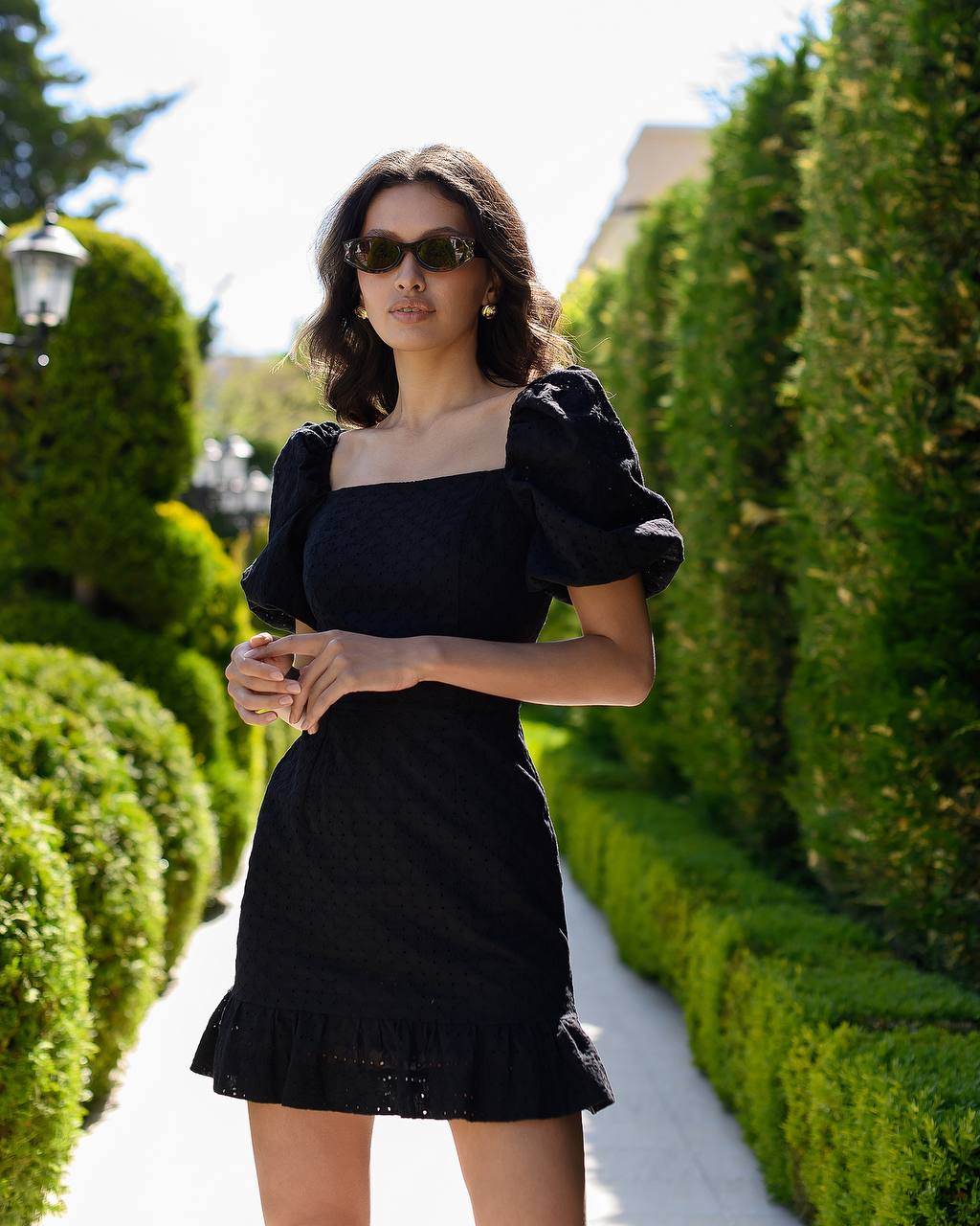 Cotton Broderie Off Shoulder Dress with Ruffle Hem