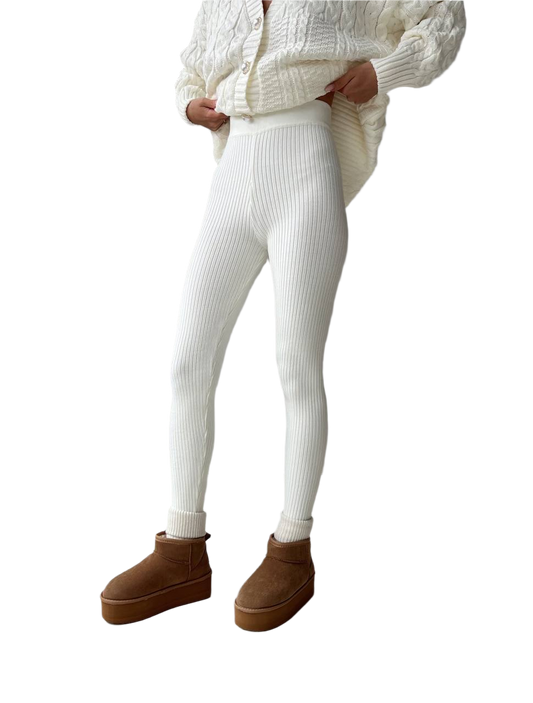 Womens Santa Ribbed Knit Leggings One Size