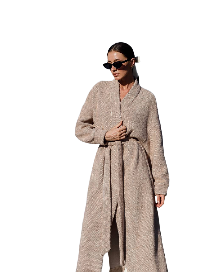 Silva Fluffy Soft Knit Cardigan for Women in Light Beige