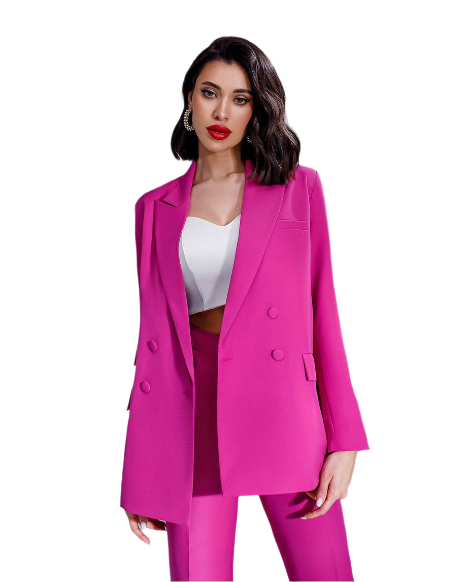 Luxury Diagonal Crepe Women's Suit in Violet with Tailored Jacket and Pants