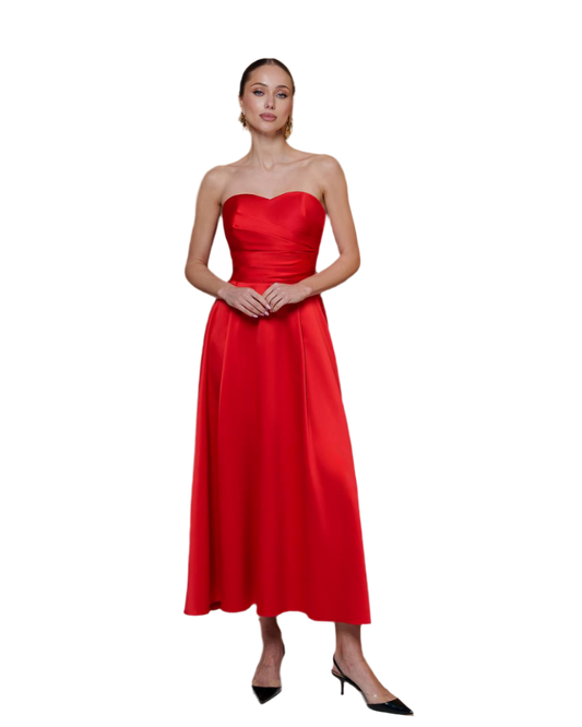 Elegant Strapless Premium Satin Dress for Women