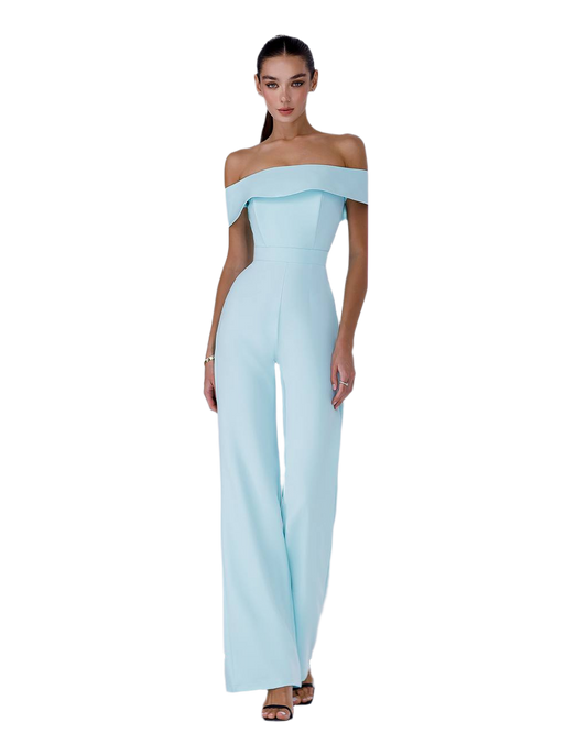 Elegant Light Blue Off Shoulder Jumpsuit for Women