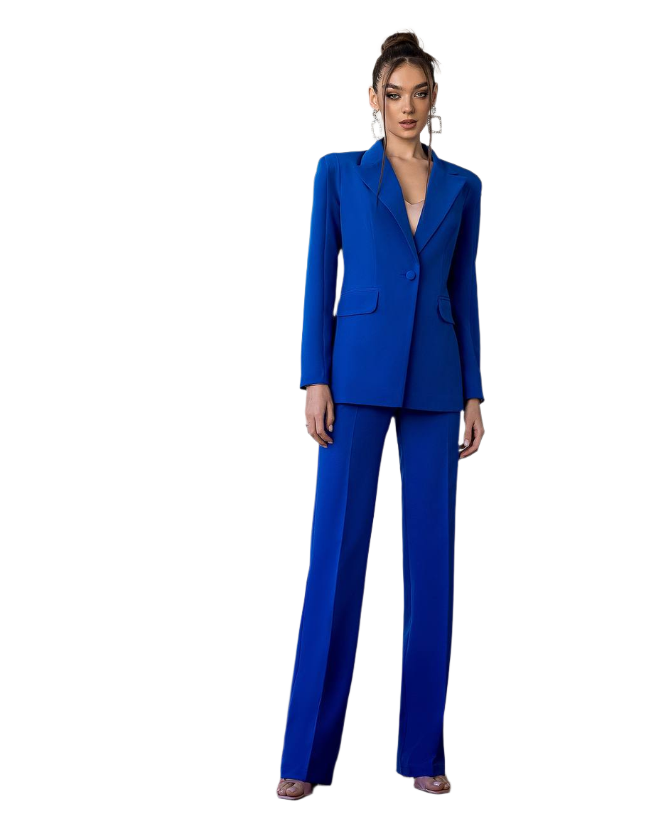 Womens Premium Crepe Diagonale Suit Electric Blue