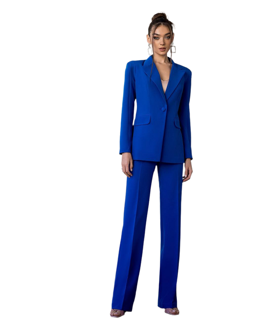 Womens Premium Crepe Diagonale Suit Electric Blue