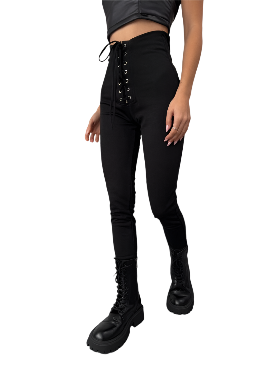 Stylish Black High-Waisted Stretch Pants Leggings for Women