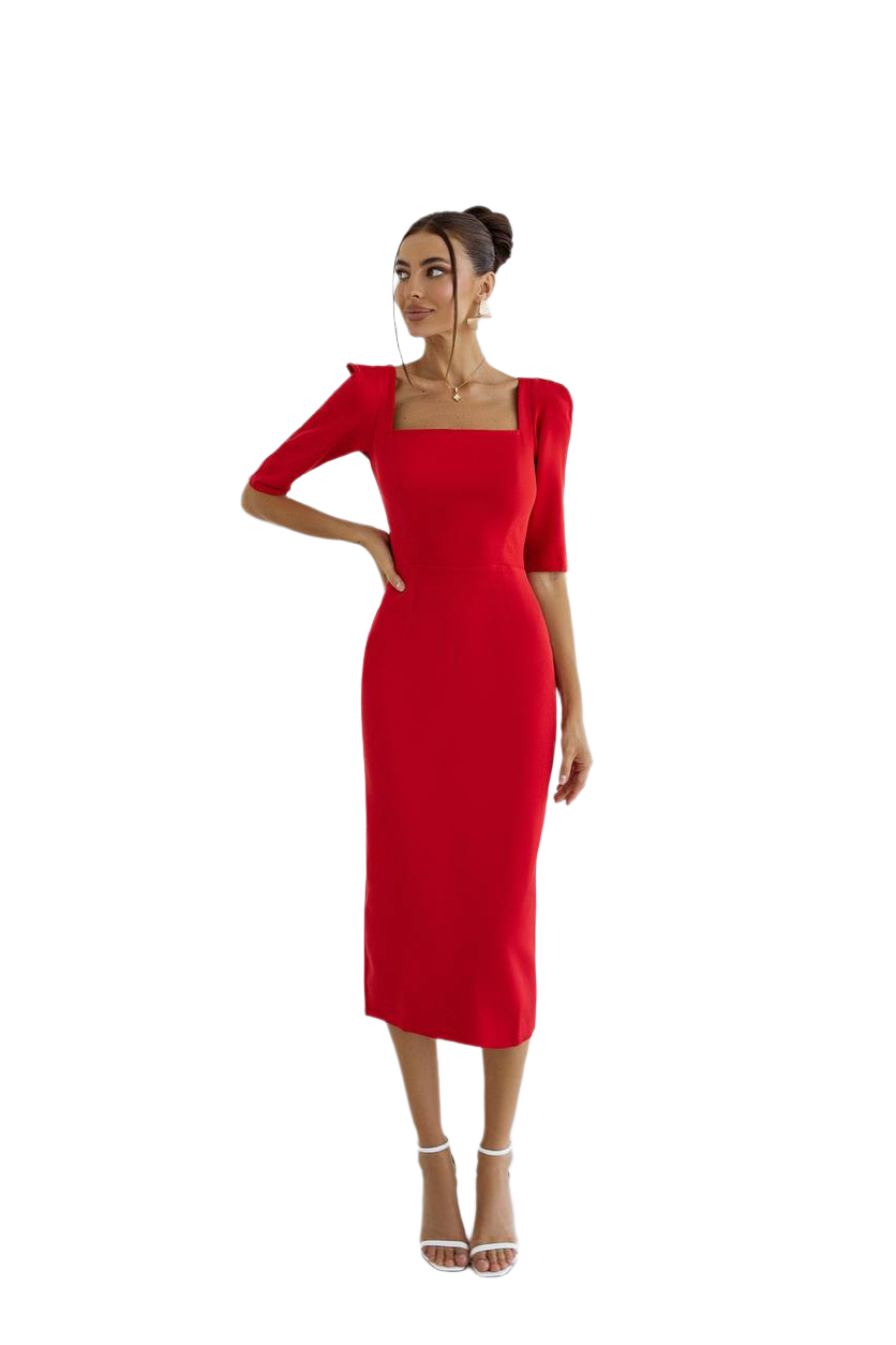 Elegant Holly Dress for Women in Diagonal Crepe with Belt