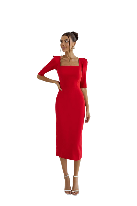 Elegant Holly Dress for Women in Diagonal Crepe with Belt