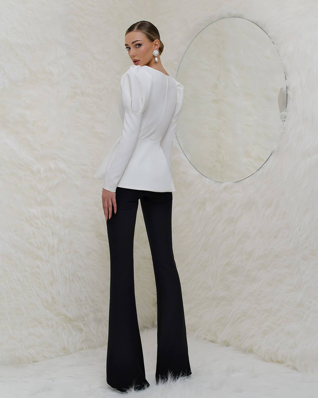 Womens Blouse Jacket Premium Suit Crepe Diagonal Without Lining