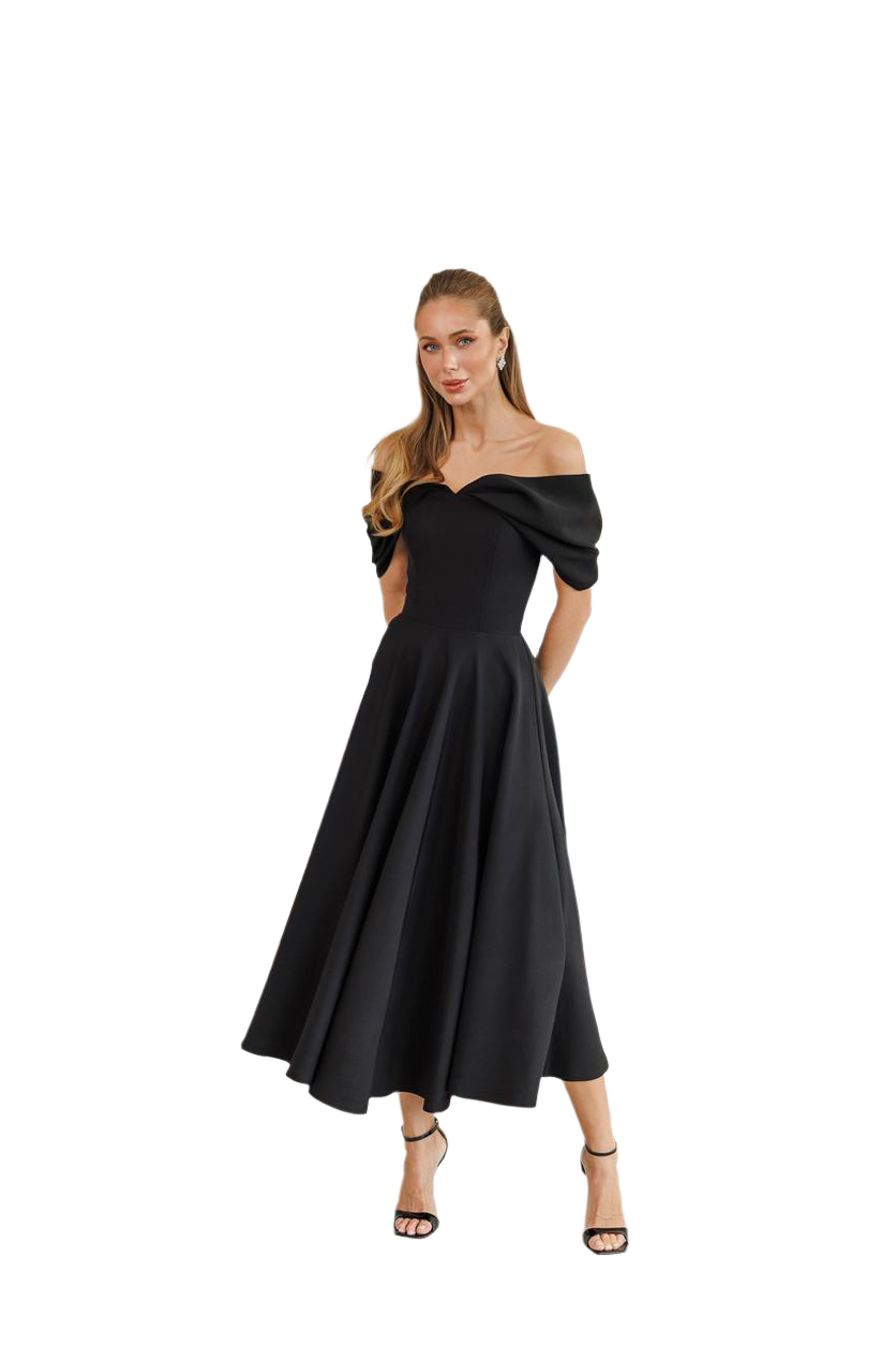 Elegant Off Shoulder Diagonal Crepe Dress for Women
