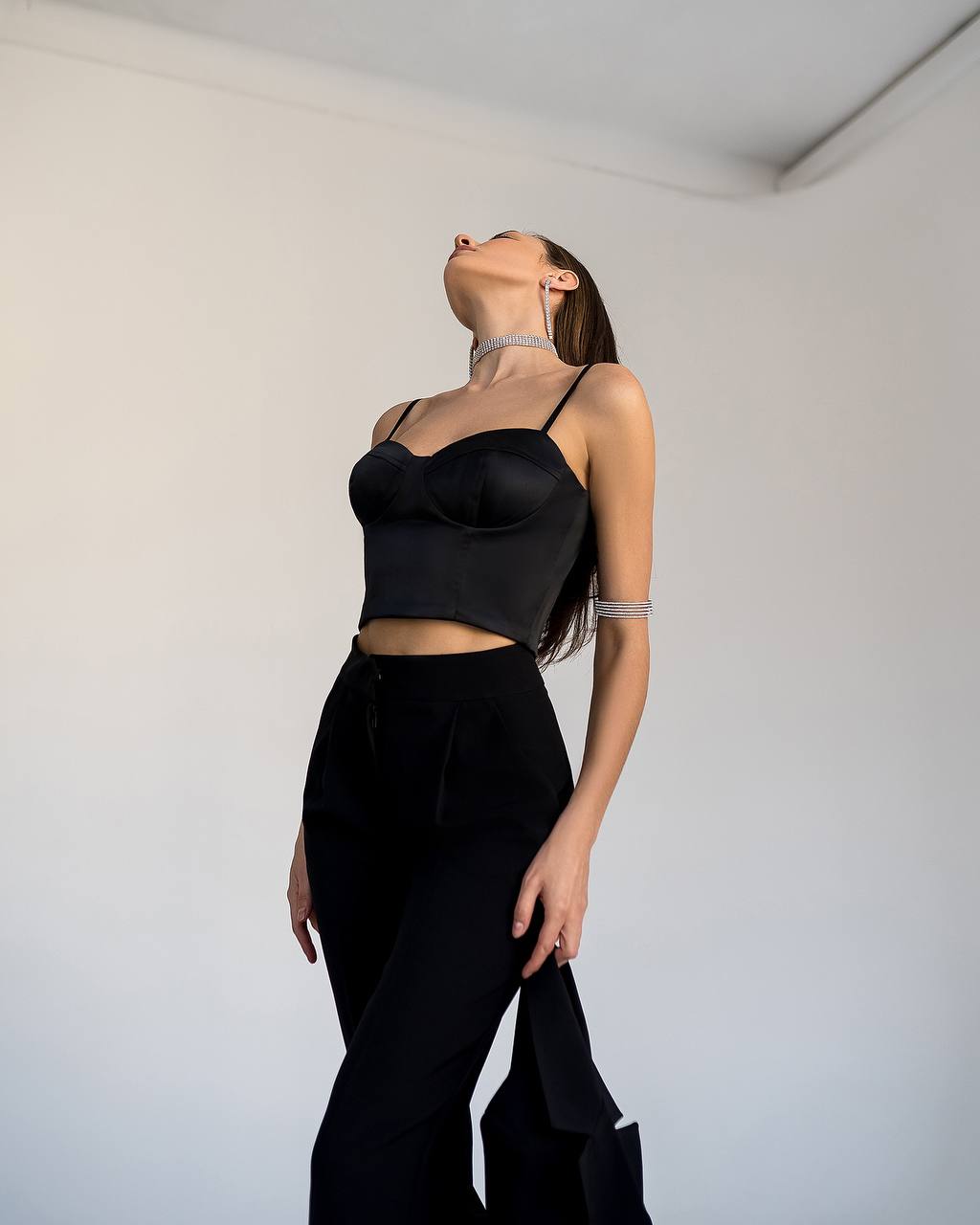 Womens Satin Crop Top with Spaghetti Straps