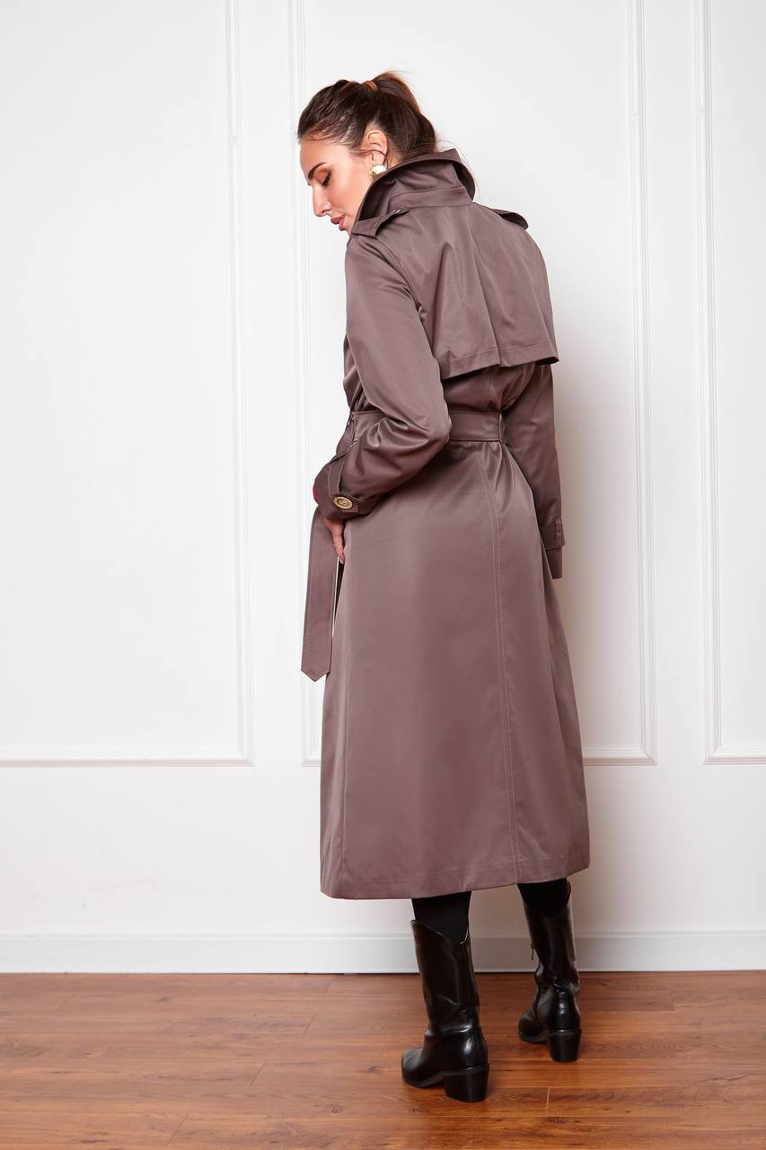 Stylish Cotton Trench Coat with Pockets and Belted Waist for Chic Fall Look