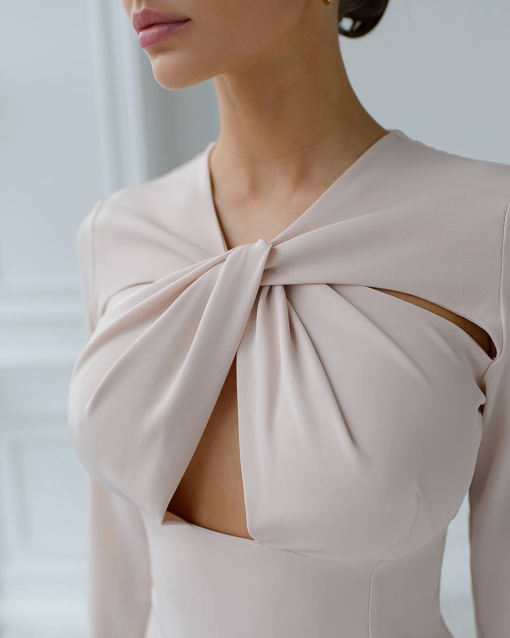 Elegant Midi Dress for Women in Premium Twill-Silk Fabric