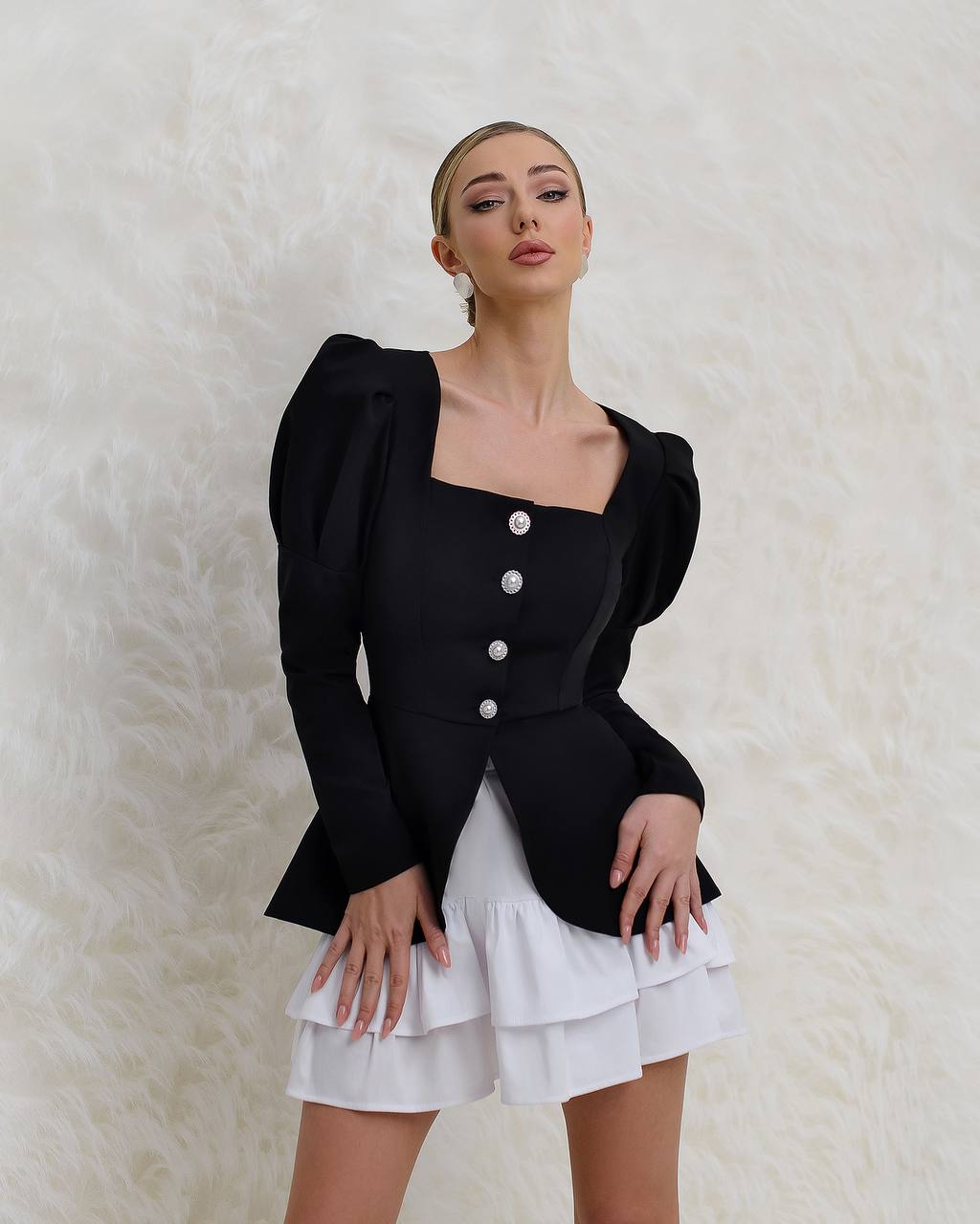Womens Blouse-Jacket Without Lining Premium Suit Crepe-Diagonal