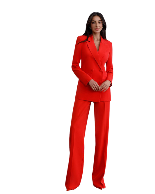 Elegant Prom Bridal Wedding Cocktail Graduation Three-Piece Women's Suit with Lined Jacket Top and Trousers Pantsuit Palazzo Pants