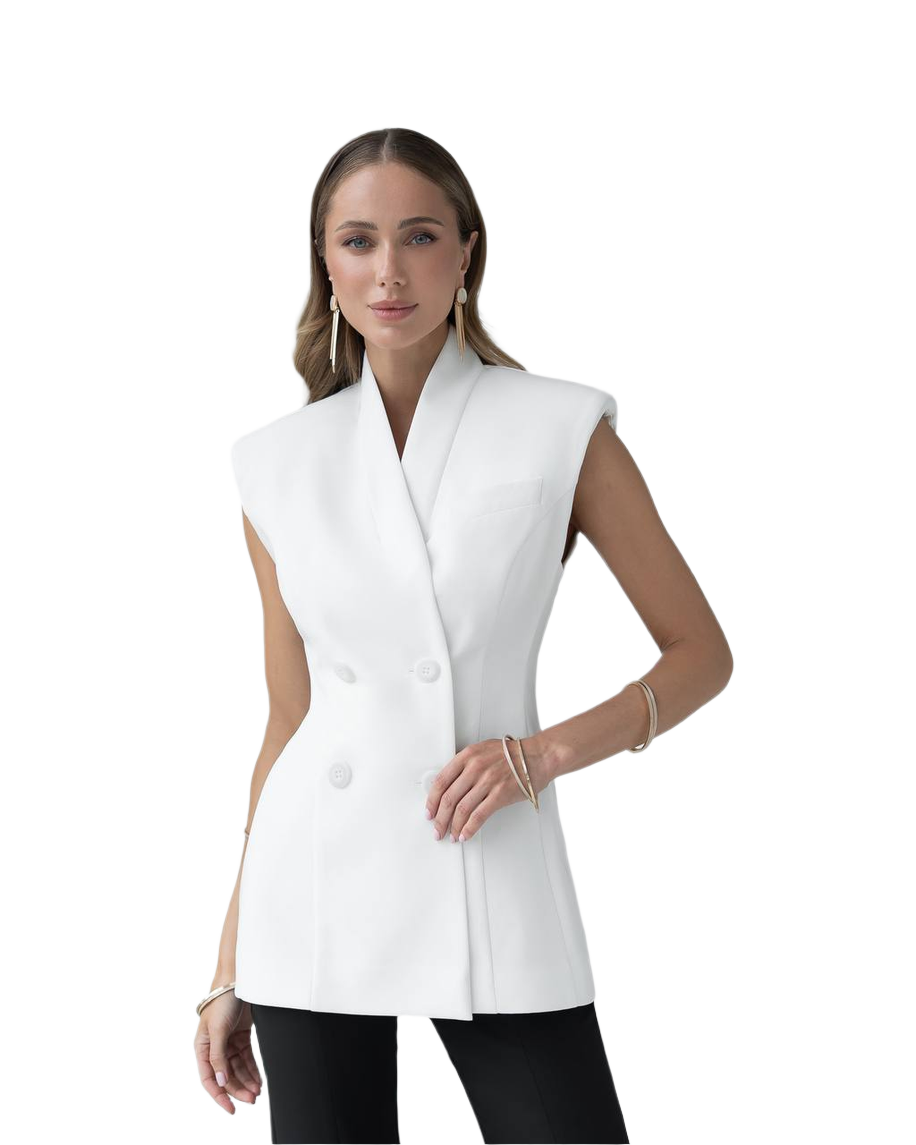Premium Diagonal Crepe Vest for Women in Black and Milk