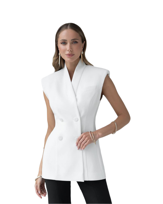 Premium Diagonal Crepe Vest for Women in Black and Milk