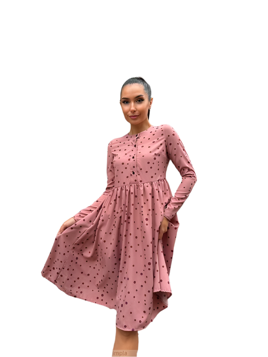 Midi Summer Dress with Functional Buttons and Side Pockets