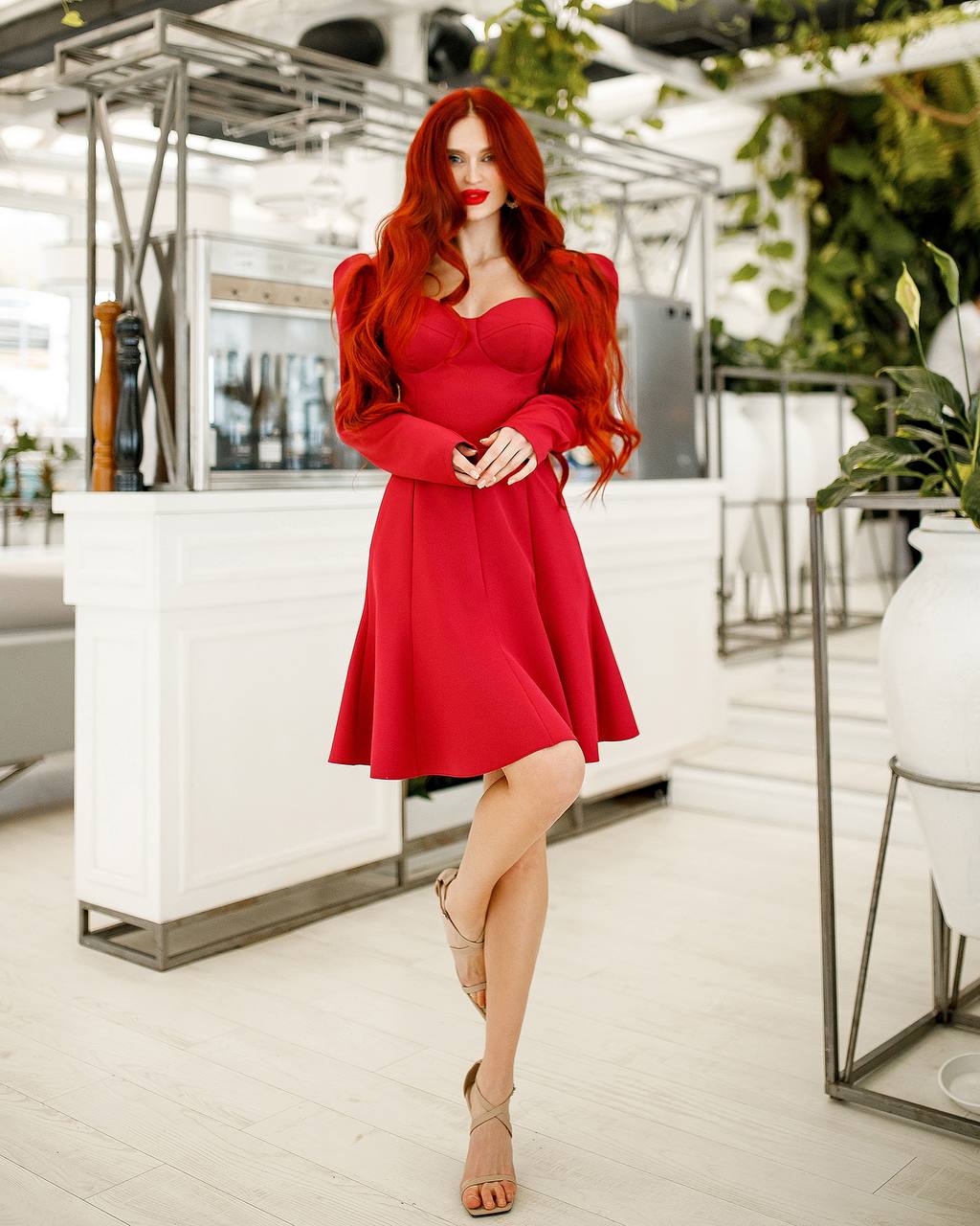 Elegant Burgundy Diagonal Suiting Crepe Dress for Women