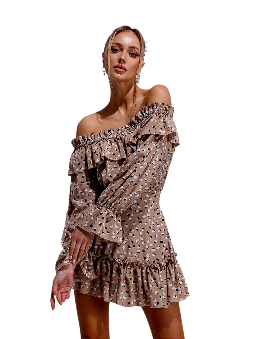 Chic Off-Shoulder Floral Dress in Soft Fabric for Stylish Occasions