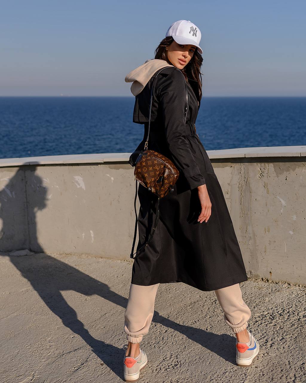 Stylish Black Trench Coat for Women with Belt and Pockets