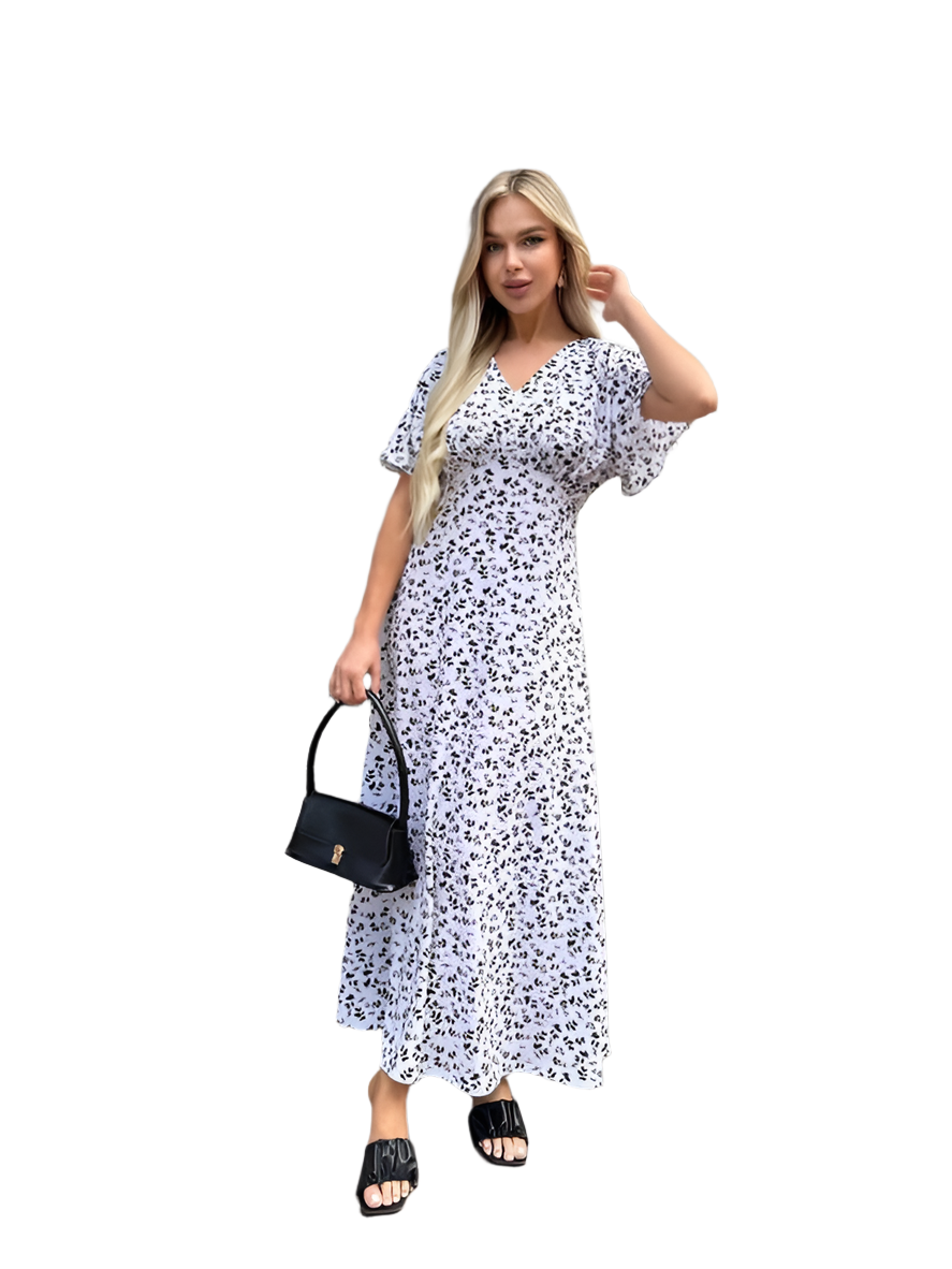 Lightweight Midi Summer Dress with Floral Print