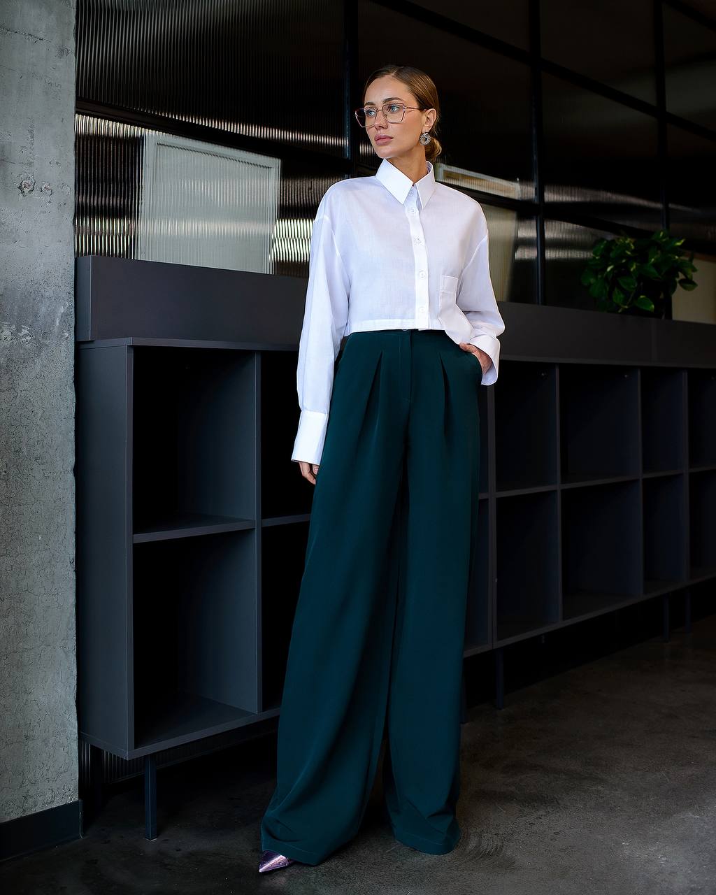Womens Cropped White Cotton Blouse Premium Quality