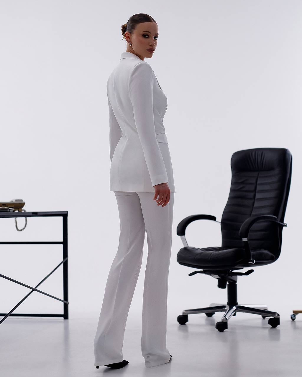 Womens Three-Piece Suit with Vest Diagonal Suit Crepe