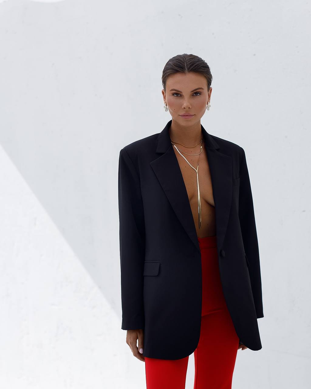 Oversize Black Blazer for Women Premium Suiting Crepe