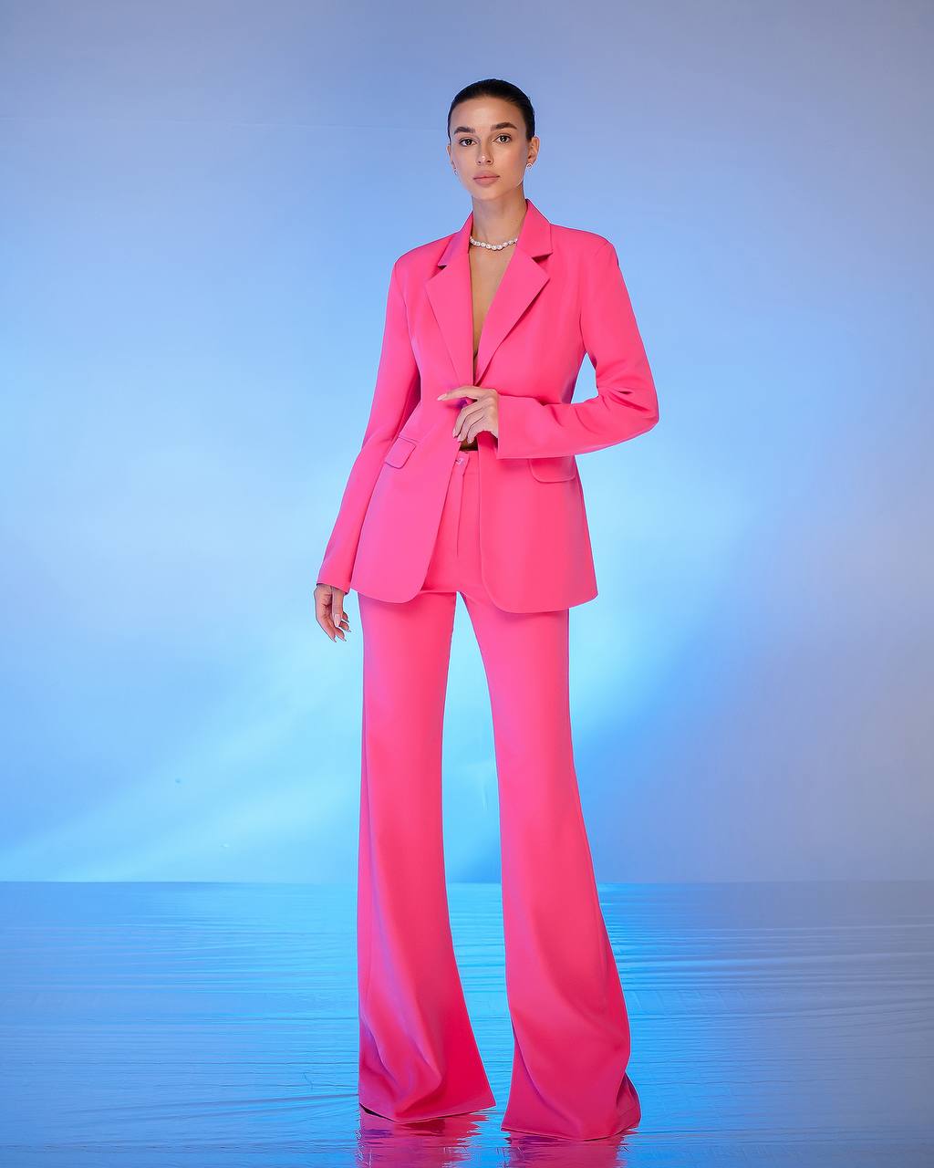 Premium Women's Diagonal Suit Crepe in Raspberry Color