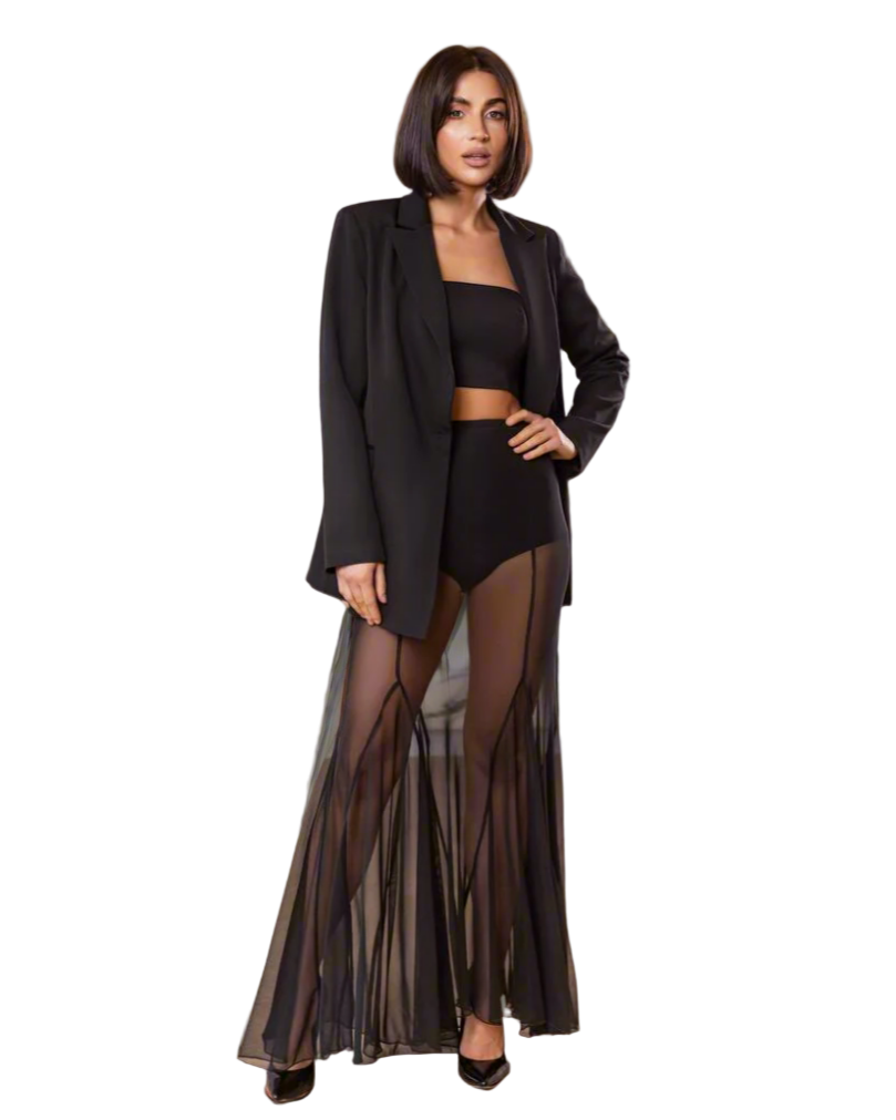 Womens Black Sheer Mesh Skirt Shorts Premium Euro Mesh Knitwear