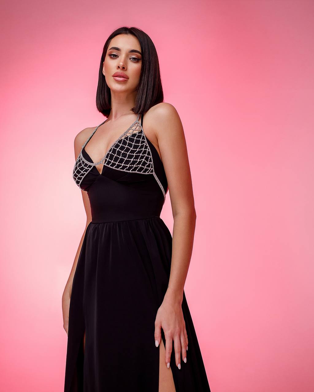 Elegant Crepe Silk Evening Dress for Women