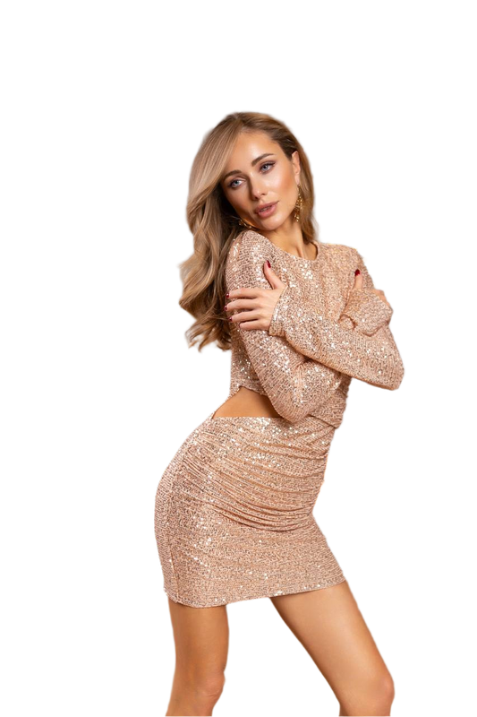 Women Stretch Sequin Dress with Knitted Lining