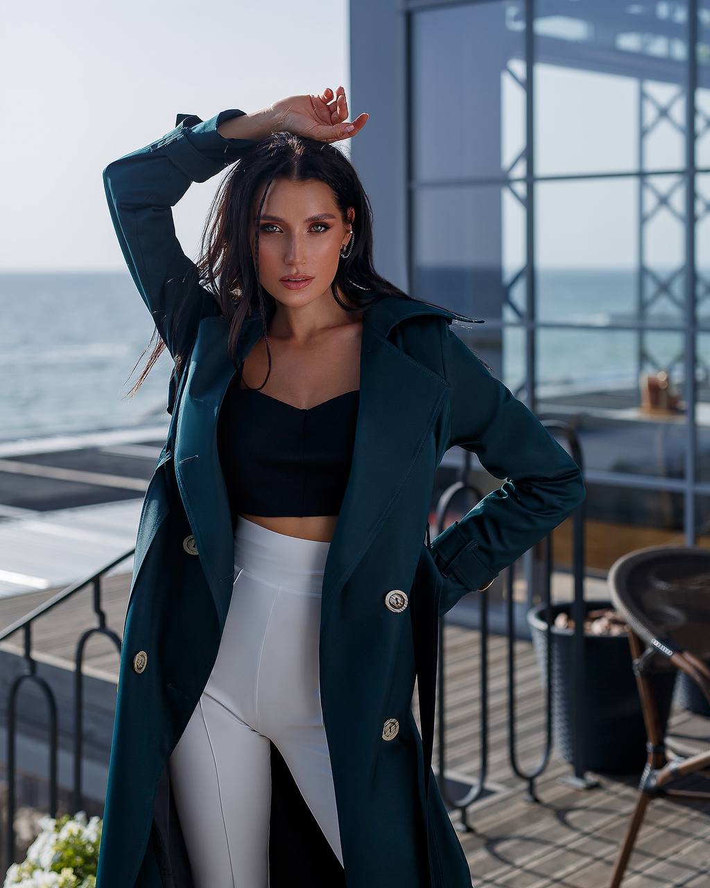 Stylish Cotton Trench Coat for Women with Pockets and Belt Slim Fit Outerwear
