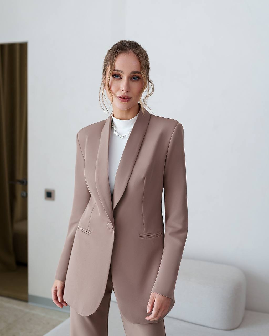 Womens Suit with Lined Blazer and Flared Pants