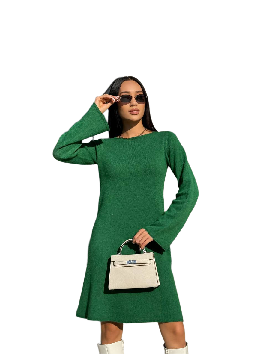 Elegant Green Long Sleeve Mini Dress for Women