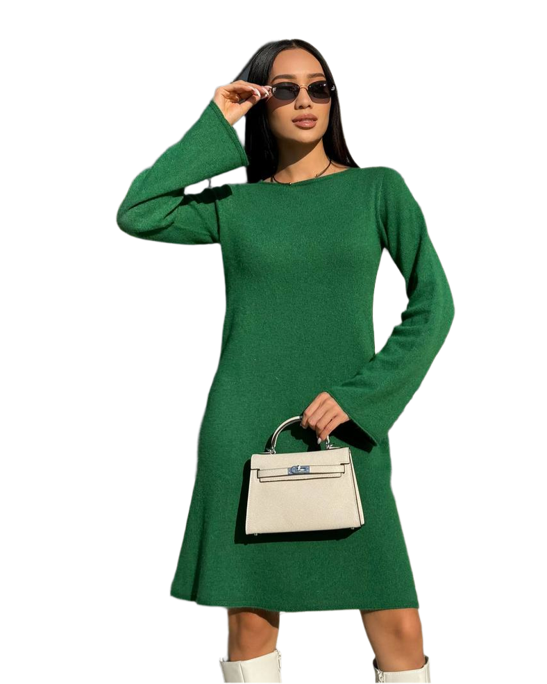 Elegant Green Long Sleeve Mini Dress for Women